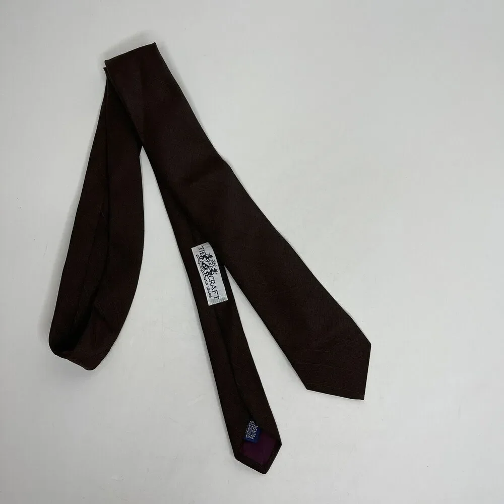 Vintage Tie Craft Texturized Polyester‎ Necktie Brown Slim Classic
